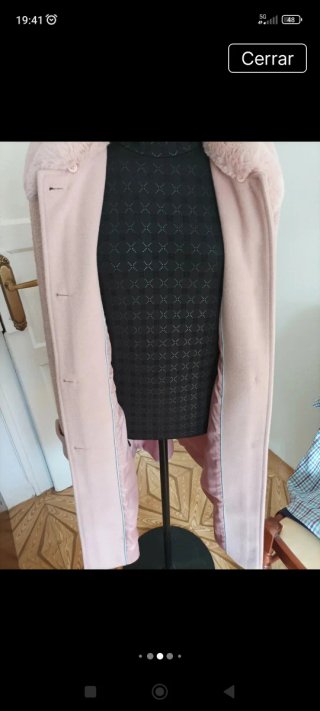 Abrigo lana rizada rosa palo