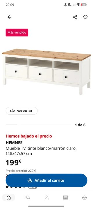 Mueble TV HEMNES Blanco y Marrón