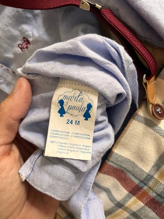 Conjunto camisa, pantalón corto y tirantes 24m