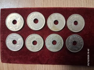 Lote de 8 monedas de 25 pesetas