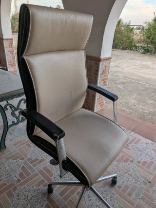 Silla de oficina/escritorio beige y negra