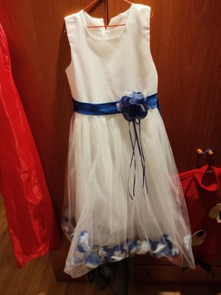 Vestido fiesta/comunión blanco y azul