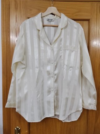 Pijama Seda Crudo Manga Larga Talla L