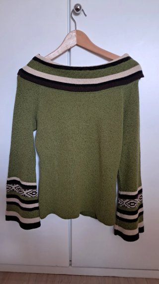 Jersey verde cuello barca rayas