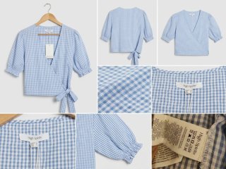 Blusa cuadros Vichy azul y blanco high spirits