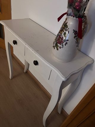 Mesa Consola Blanca con Dos Cajones