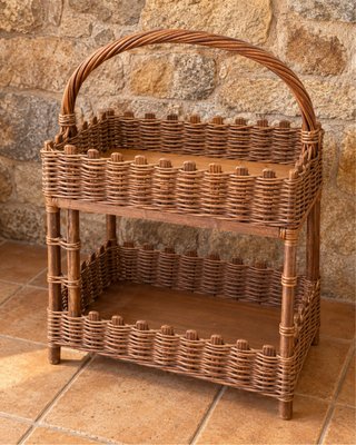 Mueble de mimbre 2 niveles con asa