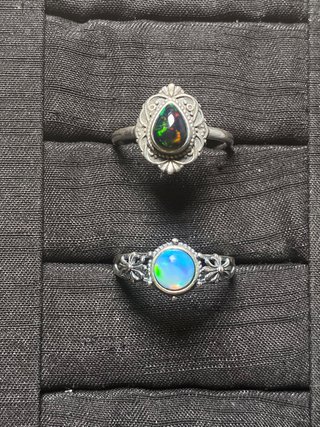 2 Anillos de Plata con Ópalo Natural