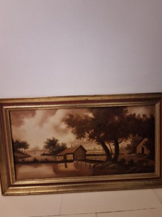 Óleo sobre lienzo / Cuadro Paisaje Rural Clásico