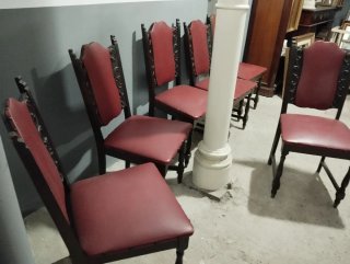 Conjunto 4 Sillas Madera y Polipiel Rojo