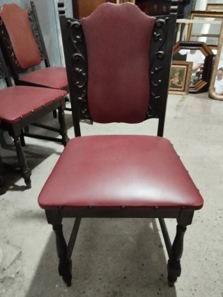 Conjunto 4 Sillas Madera y Polipiel Rojo