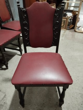 Conjunto 4 Sillas Madera y Polipiel Rojo