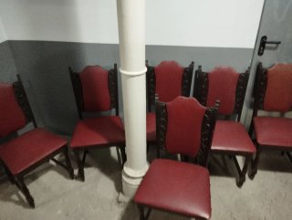 Conjunto 4 Sillas Madera y Polipiel Rojo