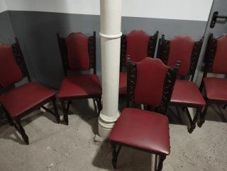 Conjunto 4 Sillas Madera y Polipiel Rojo