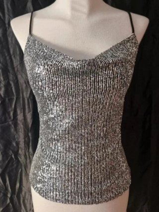 Top Elegante de Lentejuelas Plateado