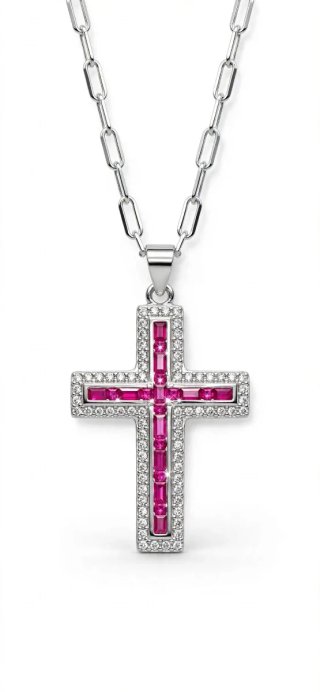 CRUZ DE PLATA CON CIRCONITAS