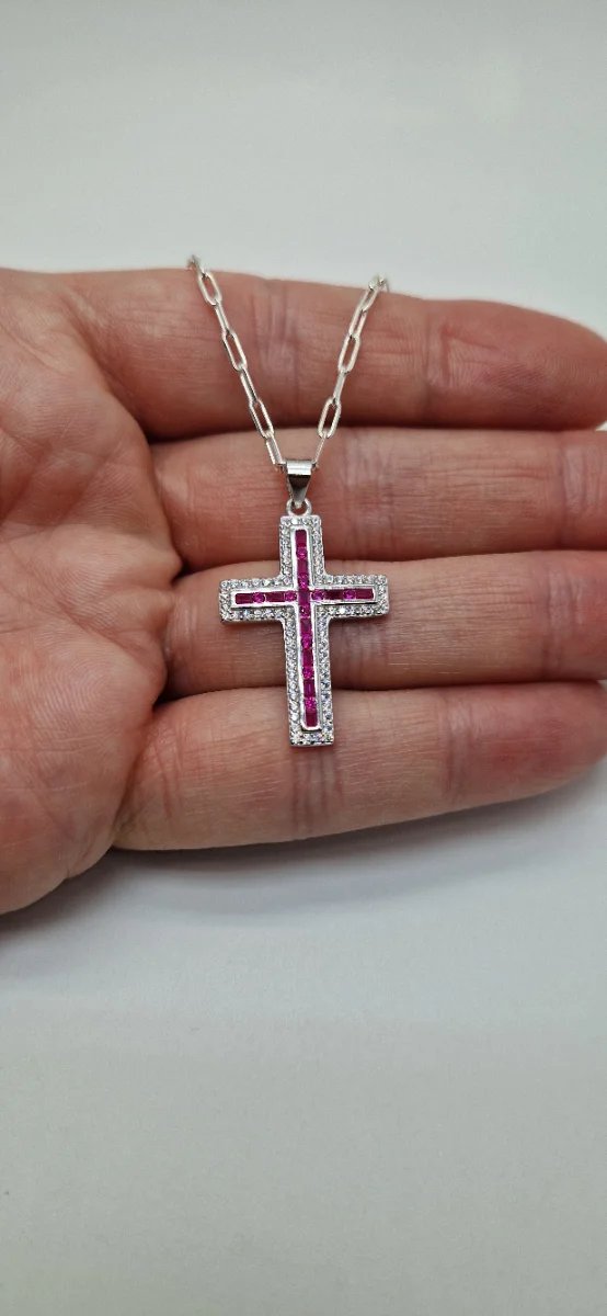 CRUZ DE PLATA CON CIRCONITAS