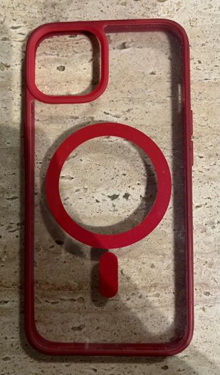 Funda transparente con bordes rojos para iPhone 13