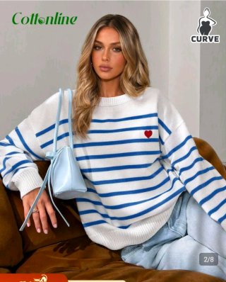 Jersey rayas azules corazón rojo