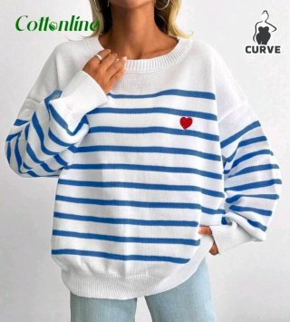 Jersey rayas azules corazón rojo