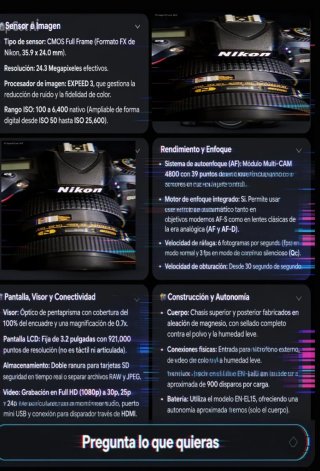 La imagen muestra una cámara réflex digital Nikon