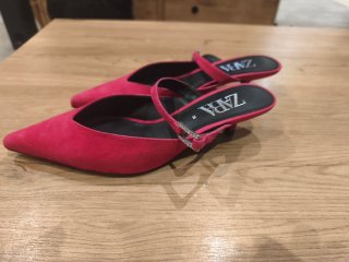 Zapatos Zara tacón fino rosa talla 38