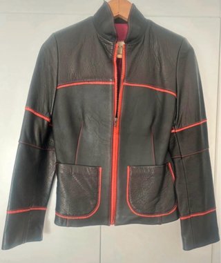 Chaqueta Cuero Negra y Roja Talla 40