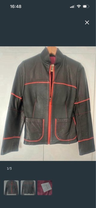 Chaqueta Cuero Negra y Roja Talla 40