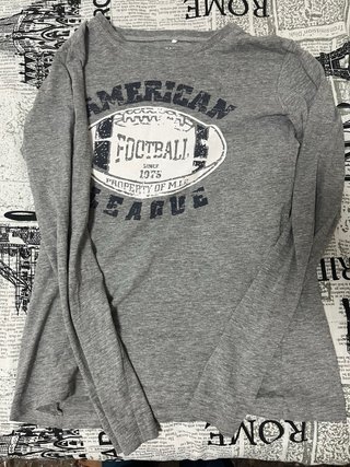 Camiseta Manga Larga Gris Estampada