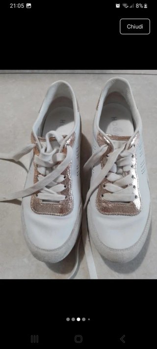 Sneakers Hogan donna pelle oro e bianche