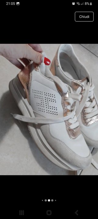 Sneakers Hogan donna pelle oro e bianche