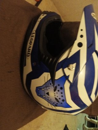 Casco Moto Cross Leopard Azul Blanco