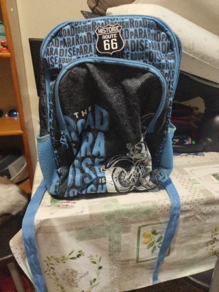 Mochila Route 66 con diseño de moto