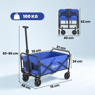 Carro Plegable 100kg Asa Telescópica Azul Camping
