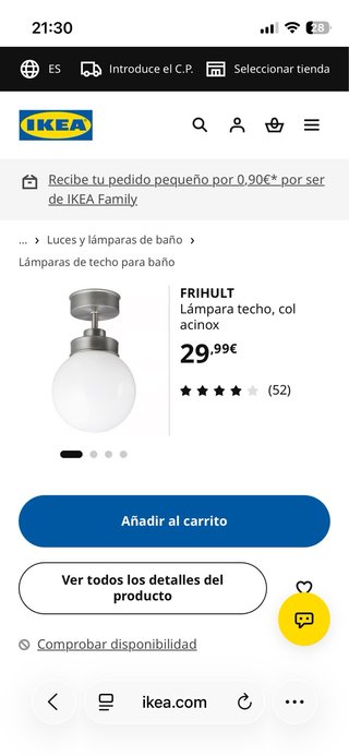 Lámpara Techo Frihult Ikea Acero Inoxidable