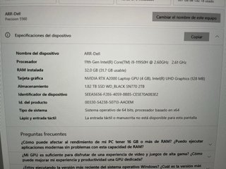 Portátil Dell Precision 5560 i9