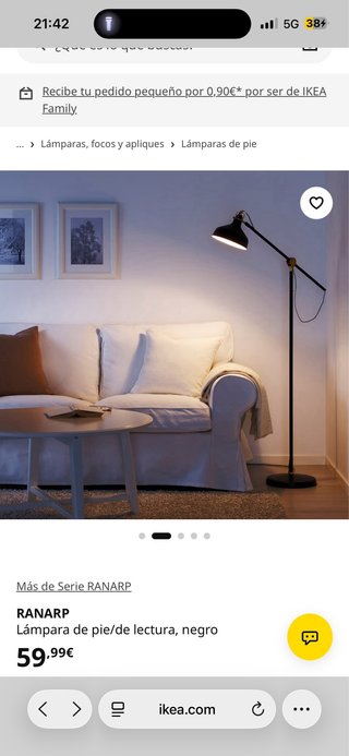 Lámpara de pie IKEA RANARP Negra