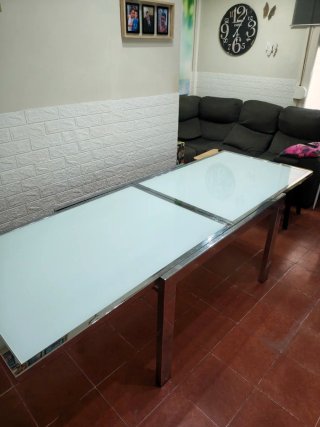 Mesa de comedor extensible cristal y metal