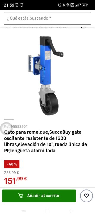 Gato elevación remolque (sin rueda)