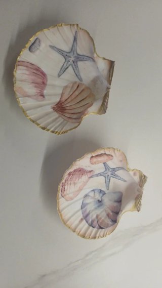 Set de 2 Vieiras Decoradas para Joyero