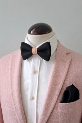Pajarita elegante negra y rosa