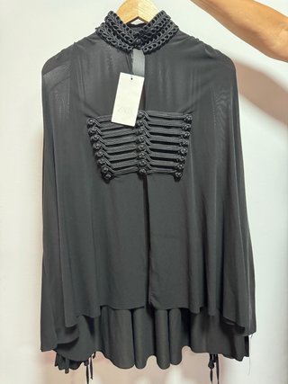 Blusa Negra Zara Manga Fluida
