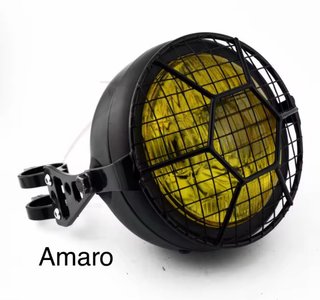 Farol Amarelo/Preto Para Moto/Mota Cafe Racer/Scra