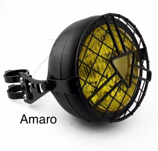 Farol Amarelo/Preto Para Moto/Mota Cafe Racer/Scra