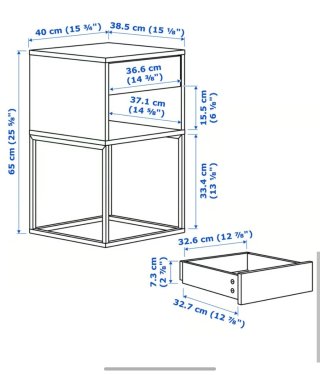 Mesita de noche IKEA Vikhammer blanca 40x39cm