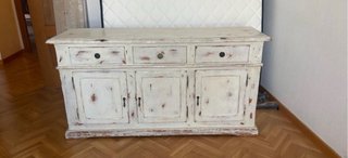 Credenza in legno massello bianco vintage