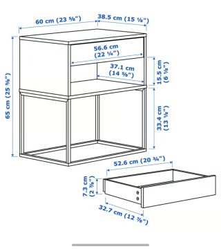 Mesita de noche IKEA Vikhammer 60x39 blanca