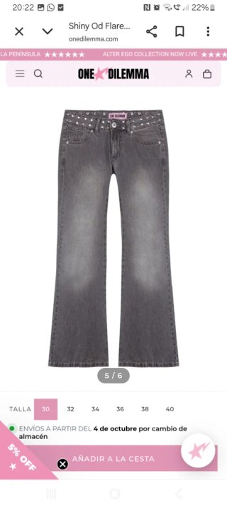Jeans One Dilema Gris Talla 40