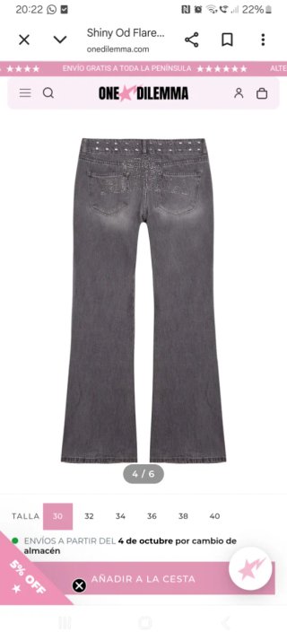 Jeans One Dilema Gris Talla 40