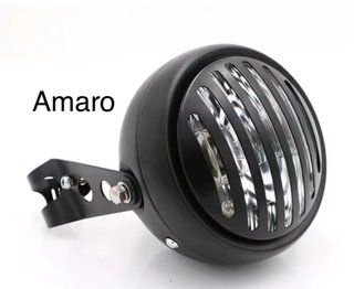 Farol Branco/Preto Para Moto/Mota Cafe Racer/Scram